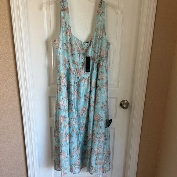 Lulu’s Floral Blue Midi Dress Sz XL - Picture 3 of 10